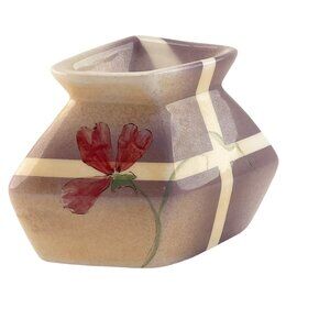 Vintage Barbara Baatz Hand Painted Signed Marquis Shape Vase USA Made